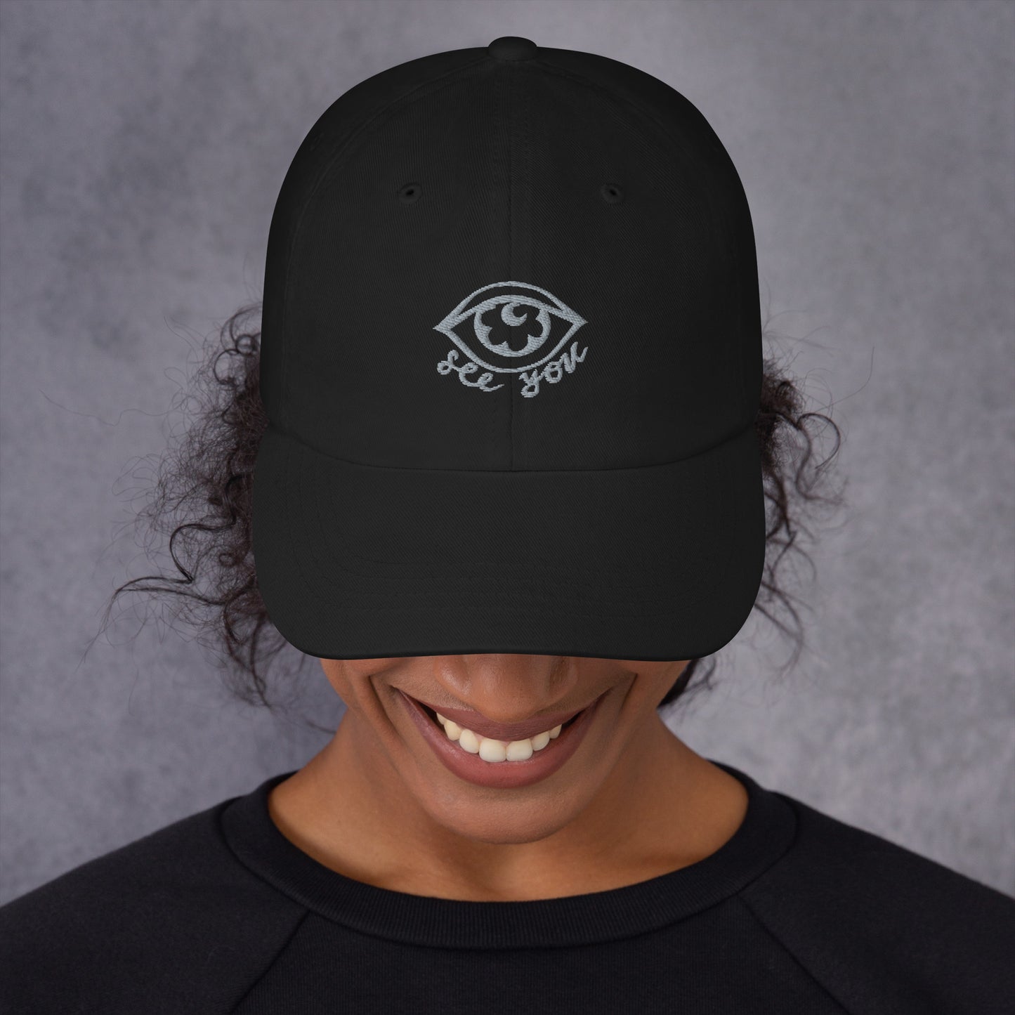 "eye see you" Baseball hat (grey thread)