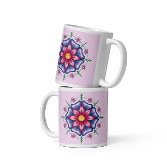 "Sol Blossom" White glossy mug