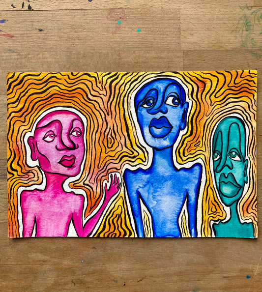 "The energy you put out affects those around you" painting on paper